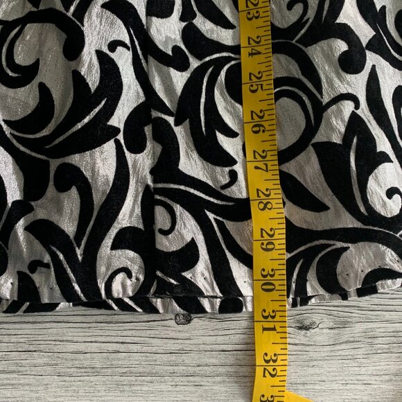 Vintage 90s LA Glo Silver Metallic Black Velvet Strapless Fit and Flare Dress - Picture 14 of 15